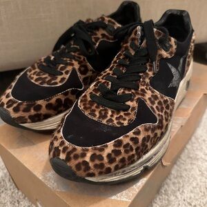 Golden Goose size 38 Runner with leopard print pony hair